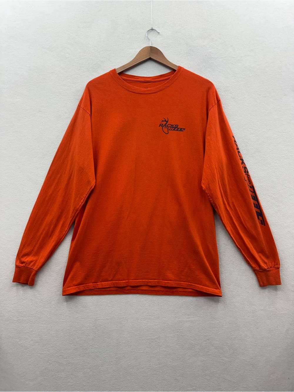 Racks And Reels Mens Large Orange Long Sleeve Graphic T Shirt Fishing